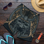 Black Samurai Mask Print Men's Shorts