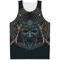 Black Samurai Mask Print Men's Tank Top