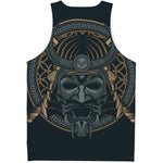 Black Samurai Mask Print Men's Tank Top