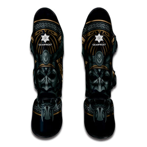 Black Samurai Mask Print Muay Thai Shin Guard