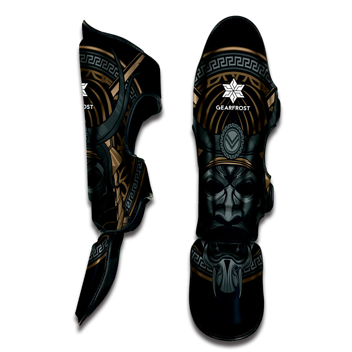 Black Samurai Mask Print Muay Thai Shin Guard