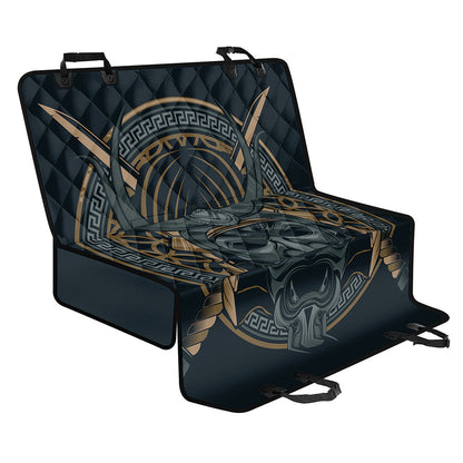 Black Samurai Mask Print Pet Car Back Seat Cover