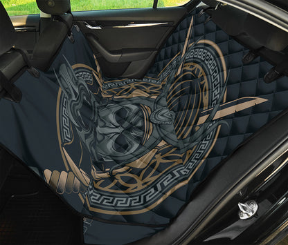 Black Samurai Mask Print Pet Car Back Seat Cover