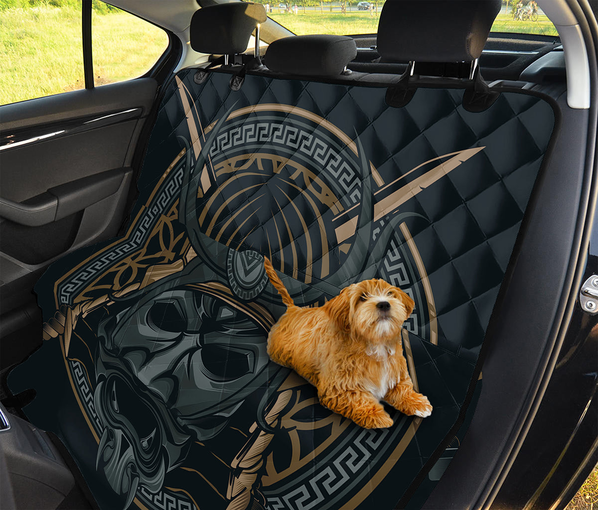 Black Samurai Mask Print Pet Car Back Seat Cover
