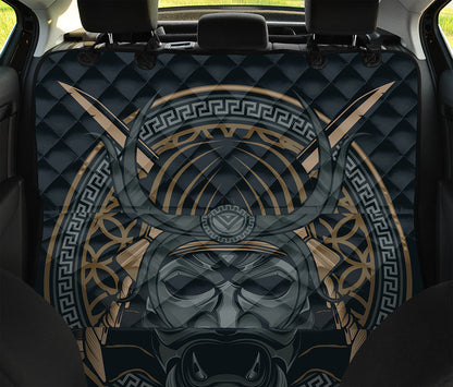 Black Samurai Mask Print Pet Car Back Seat Cover
