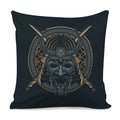 Black Samurai Mask Print Pillow Cover