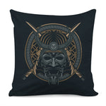 Black Samurai Mask Print Pillow Cover
