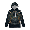 Black Samurai Mask Print Pullover Hoodie