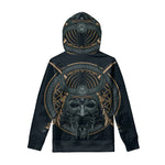 Black Samurai Mask Print Pullover Hoodie
