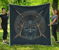 Black Samurai Mask Print Quilt