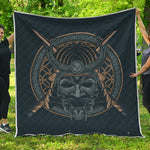 Black Samurai Mask Print Quilt