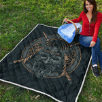Black Samurai Mask Print Quilt