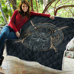 Black Samurai Mask Print Quilt