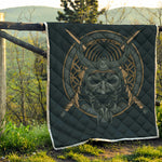 Black Samurai Mask Print Quilt