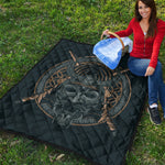 Black Samurai Mask Print Quilt