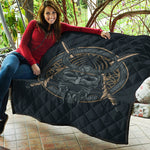 Black Samurai Mask Print Quilt