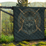 Black Samurai Mask Print Quilt