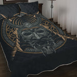 Black Samurai Mask Print Quilt Bed Set