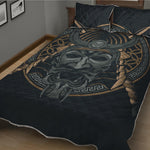 Black Samurai Mask Print Quilt Bed Set