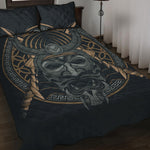 Black Samurai Mask Print Quilt Bed Set