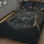 Black Samurai Mask Print Quilt Bed Set