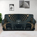 Black Samurai Mask Print Sofa Cover