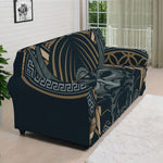 Black Samurai Mask Print Sofa Cover
