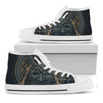 Black Samurai Mask Print White High Top Shoes