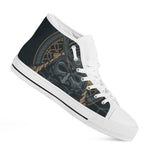 Black Samurai Mask Print White High Top Shoes