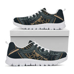 Black Samurai Mask Print White Sneakers