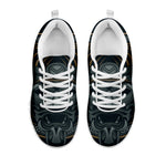 Black Samurai Mask Print White Sneakers