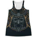 Black Samurai Mask Print Women's Racerback Tank Top