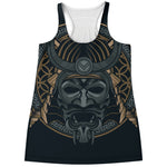 Black Samurai Mask Print Women's Racerback Tank Top