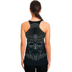 Black Samurai Mask Print Women's Racerback Tank Top