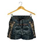 Black Samurai Mask Print Women's Shorts