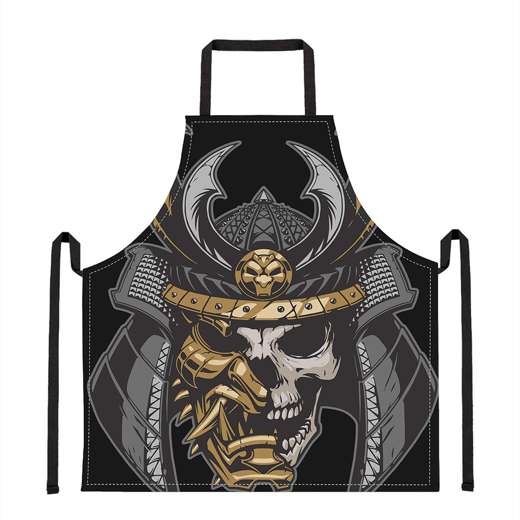 Black Samurai Skull Print Apron