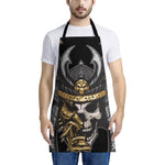 Black Samurai Skull Print Apron