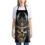 Black Samurai Skull Print Apron