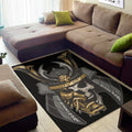 Black Samurai Skull Print Floor Mat