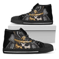 Black Samurai Skull Print Black High Top Sneakers