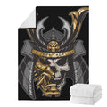 Black Samurai Skull Print Blanket