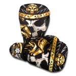 Black Samurai Skull Print Boxing Gloves