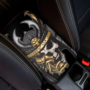 Black Samurai Skull Print Car Center Console Cover