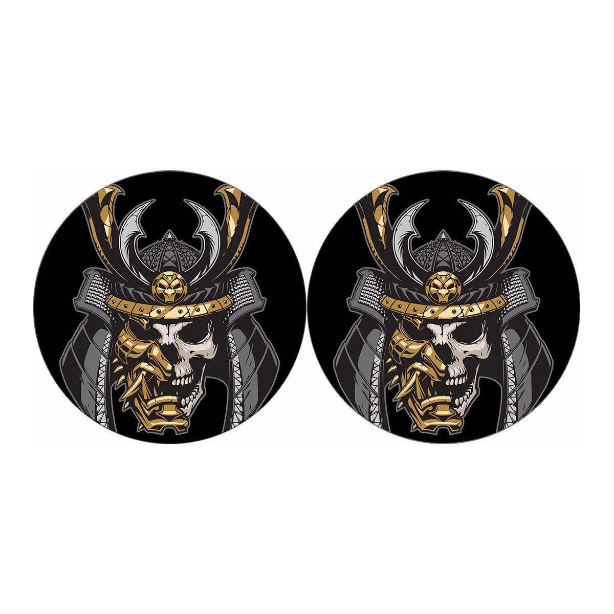 Black Samurai Skull Print Car Coasters