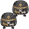 Black Samurai Skull Print Car Headrest Covers