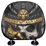 Black Samurai Skull Print Car Headrest Covers