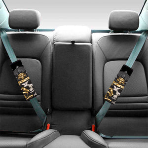 Black Samurai Skull Print Car Seat Belt Covers