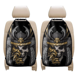 Black Samurai Skull Print Car Seat Organizers