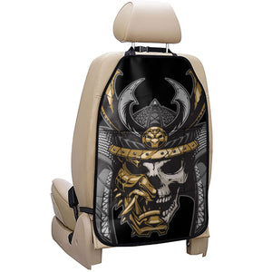 Black Samurai Skull Print Car Seat Organizers