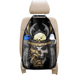 Black Samurai Skull Print Car Seat Organizers